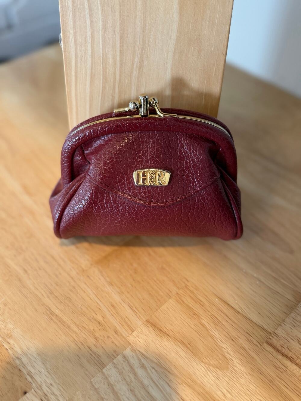 Vintage burgundy kiss lock coin purse